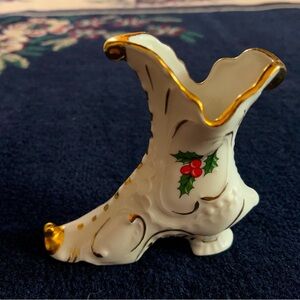 Dixon Art Studios Weeping 22kt Gold Ceramic Victorian Witch Slipper Boot Vintage